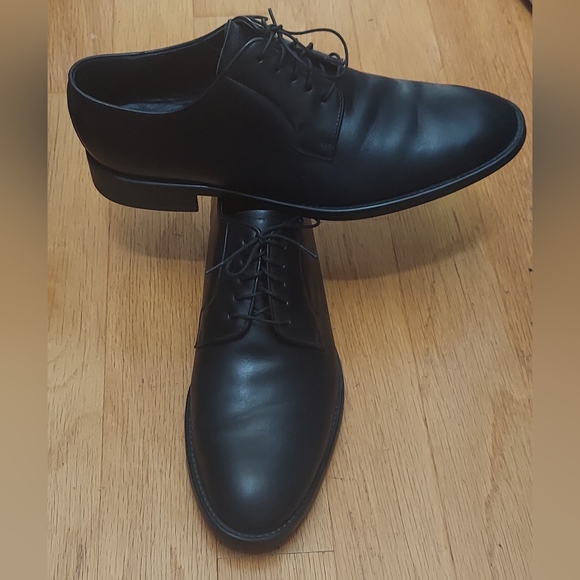 CAMPANILE "DERBY LACCI LISCIO" MEN'S BLACK LEATHER DRESS OXFORDS SIZE 10 ITALY - Picture 3 of 14